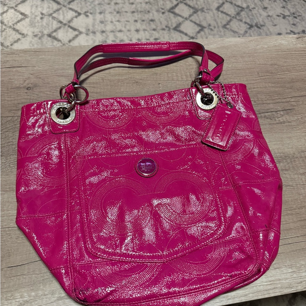 Coach Alex Large Pink Patent Leather Tote Purse H0920-14265